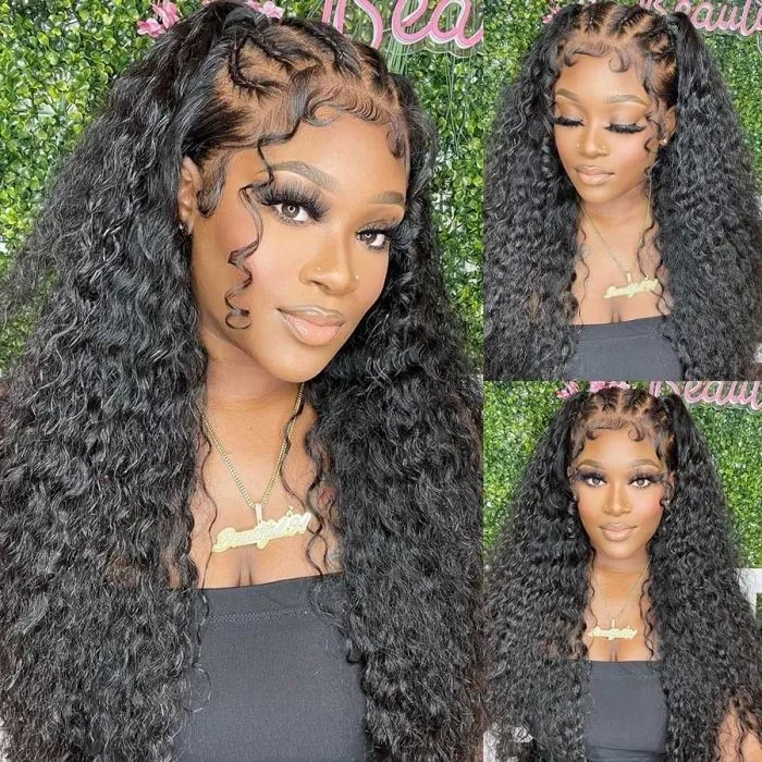 Water Wave Lace Front Human Hair Wigs 180% Density 13x4 Lace Front Hair Virgin Human Hair Lace Wigs