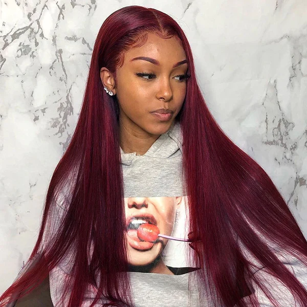 Burgundy Lace Front Human Hair Wigs Body Wave 180% Density 13x4 Straight Frontal Deep Wave Lace Front Hair Virgin Human Hair Lace Wigs Water Wave