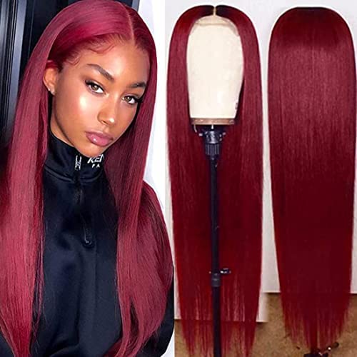 Burgundy Lace Front Human Hair Wigs Body Wave 180% Density 13x4 Straight Frontal Deep Wave Lace Front Hair Virgin Human Hair Lace Wigs Water Wave