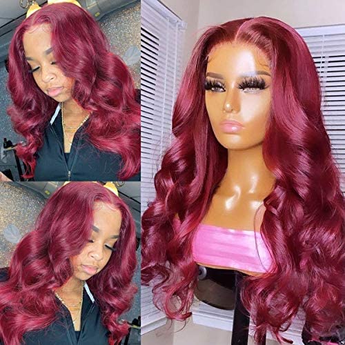 Burgundy Lace Front Human Hair Wigs Body Wave 180% Density 13x4 Straight Frontal Deep Wave Lace Front Hair Virgin Human Hair Lace Wigs Water Wave