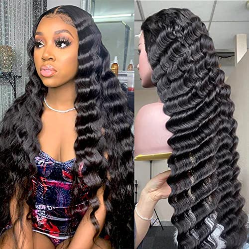 Deep Wave Lace Front Human Hair Wigs 180% Density 13x4 Lace Front Hair Virgin Human Hair Lace Wigs