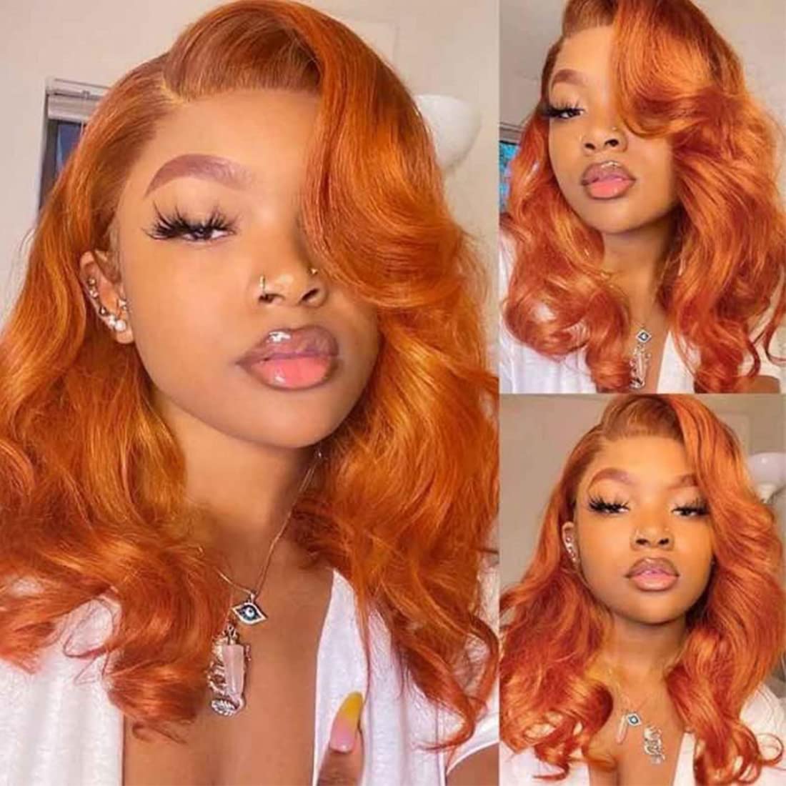 Ginger Orange Human Hair Lace Wigs Straight Frontal Wigs Body Wave 100% Virgin Hair Deep Wave Water Wave Wigs