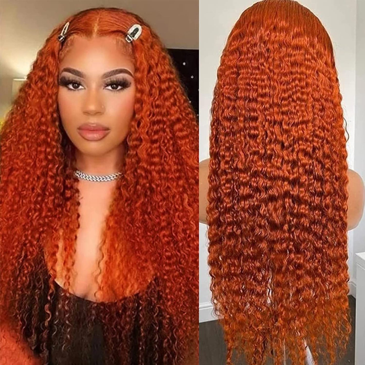 Ginger Orange Human Hair Lace Wigs Straight Frontal Wigs Body Wave 100% Virgin Hair Deep Wave Water Wave Wigs