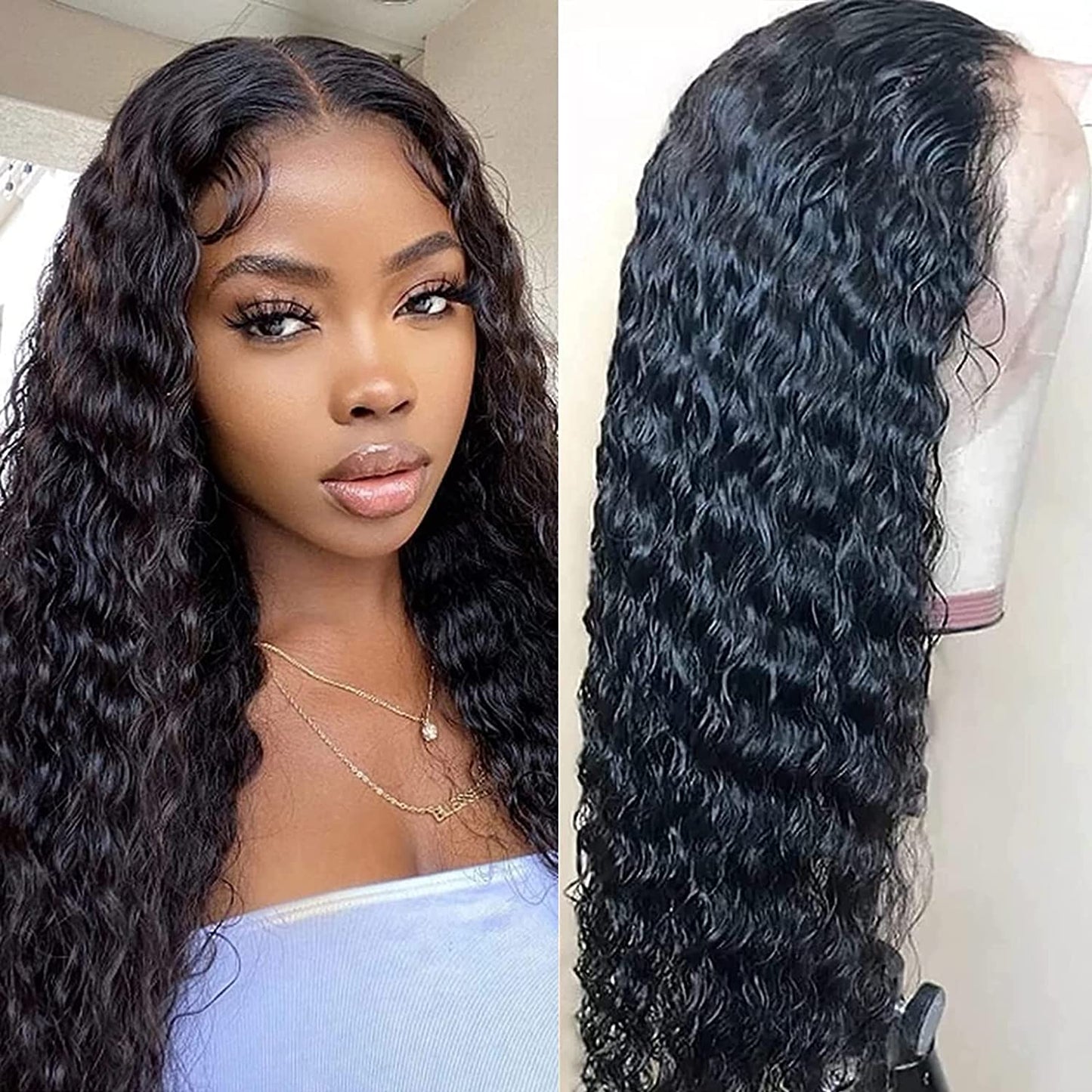 Water Wave Lace Front Human Hair Wigs 180% Density 13x4 Lace Front Hair Virgin Human Hair Lace Wigs