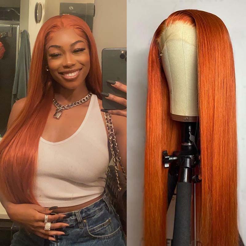 Ginger Orange Human Hair Lace Wigs Straight Frontal Wigs Body Wave 100% Virgin Hair Deep Wave Water Wave Wigs