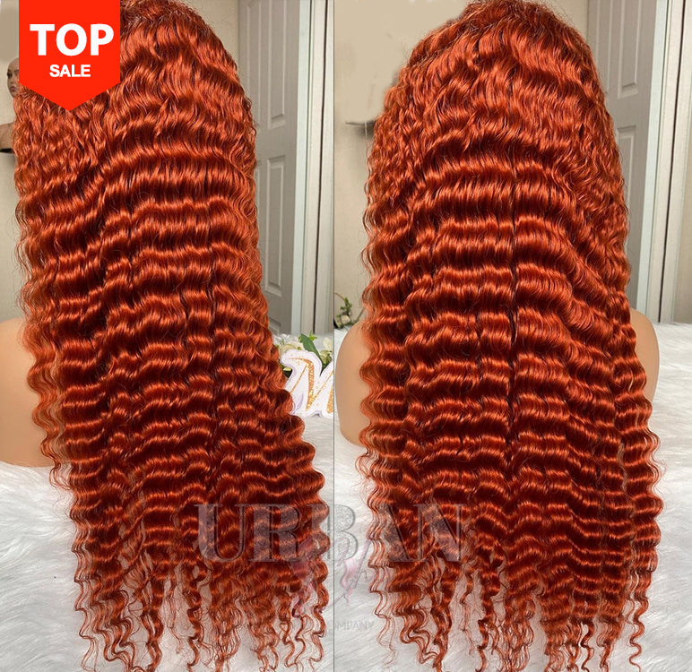 Ginger Orange Human Hair Lace Wigs Straight Frontal Wigs Body Wave 100% Virgin Hair Deep Wave Water Wave Wigs