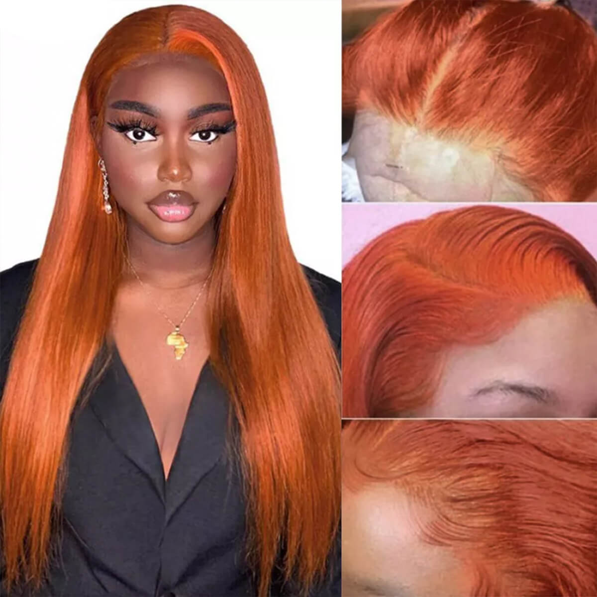 Ginger Orange Human Hair Lace Wigs Straight Frontal Wigs Body Wave 100% Virgin Hair Deep Wave Water Wave Wigs